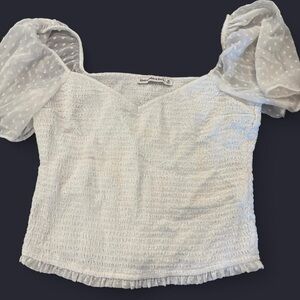 Abercrombie and Fitch White Textured Women's Top